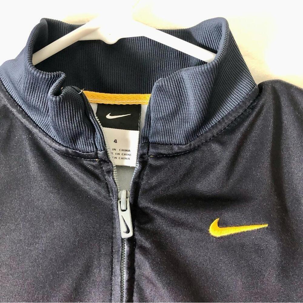 Nike Boys SZ 4 Dark Blue Ombré full Zip Preppy Sporty Jacket Gold Details